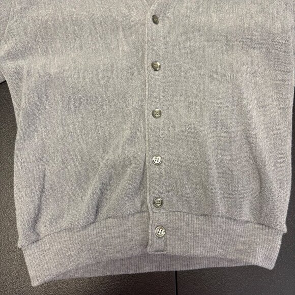 VTG Jantzen Men’s Gray Button-Up Cardigan Sweater SZ Medium Grandpacore Preppy - Picture 5 of 8